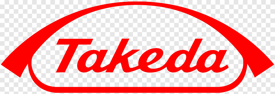 Red Takeda logo with curved arch